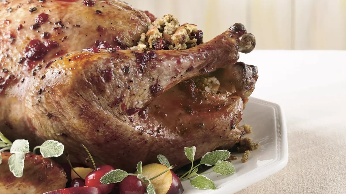 Cherry-Glazed Turkey with Dried Cherry-Apple Stuffing