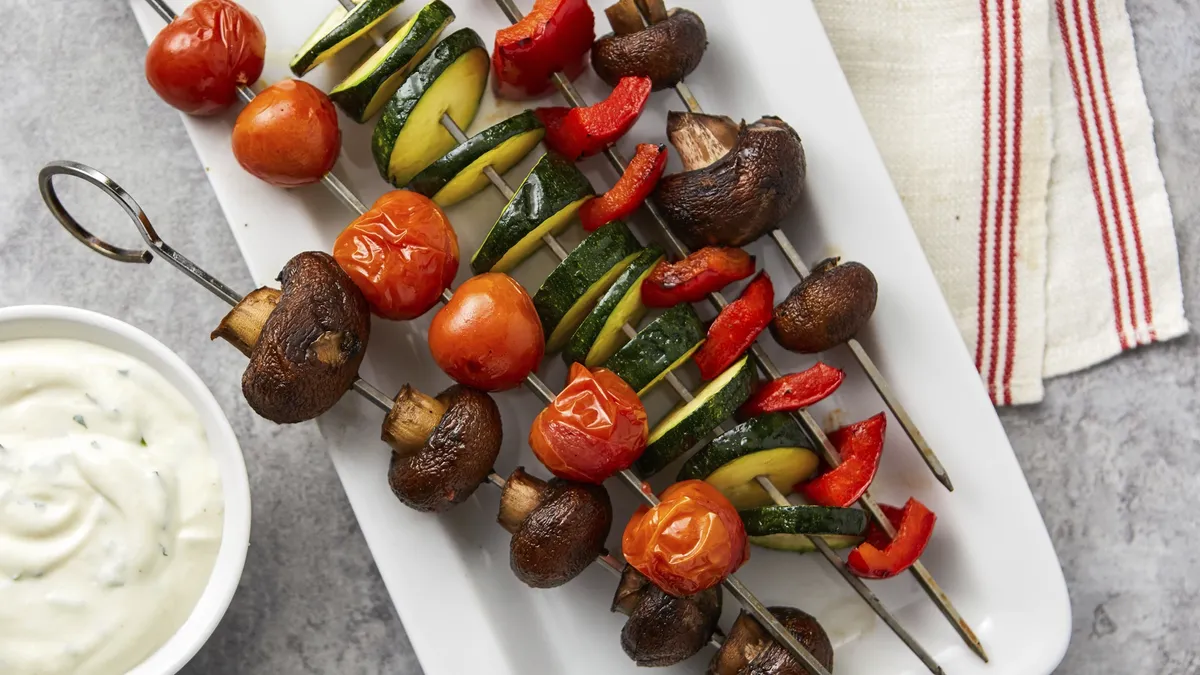 Vegetable Kabobs with Mustard Dip