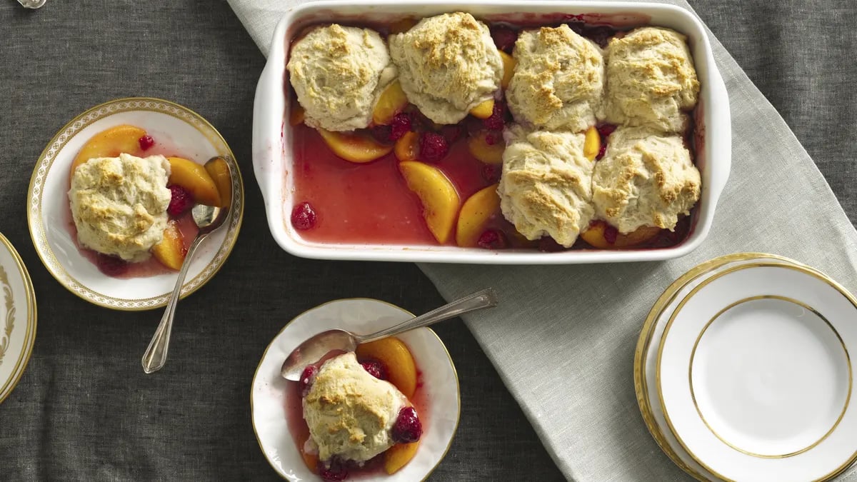 Peach and Raspberry Cobbler