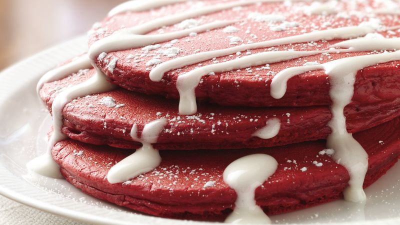 Red Velvet Pancakes with Cream Cheese Topping