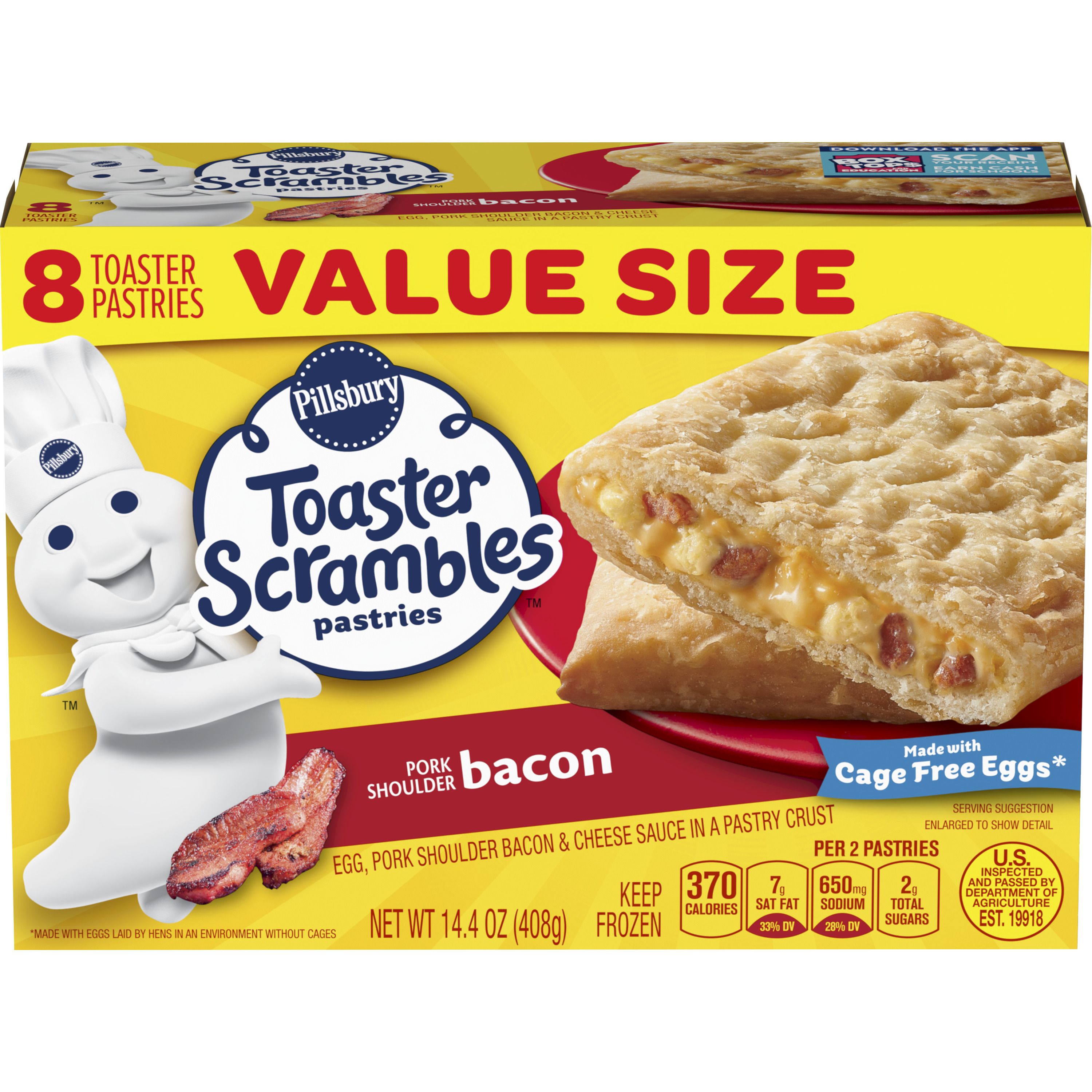 Pillsbury™ Bacon Toaster Scrambles 8 Ct. - Front