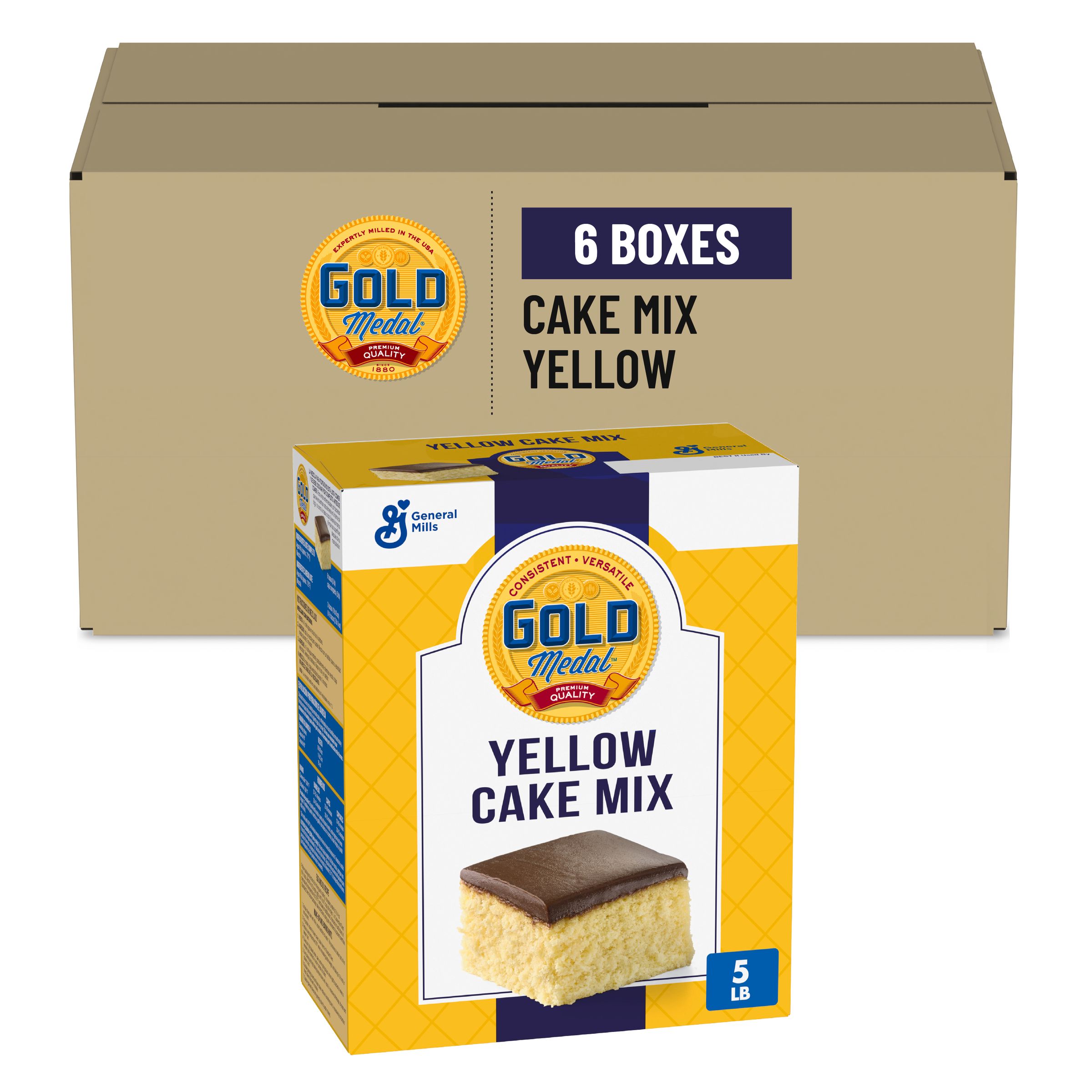  Case Optimized Hero Gold Medal Cake Mix Box Yellow Cake 6/5 LB