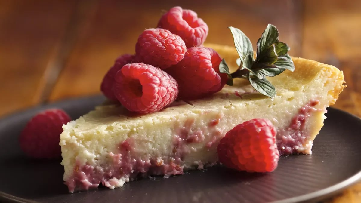 Impossibly Easy Raspberry Swirl Cheesecake