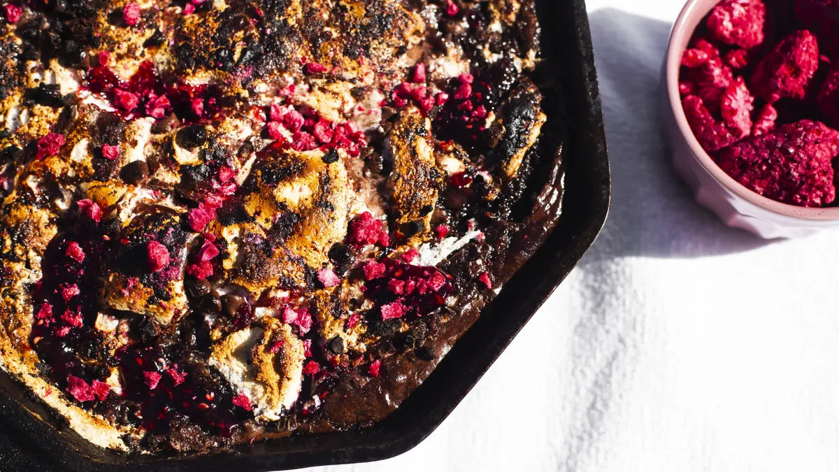 Grilled Raspberry S’mores Skillet Brownie