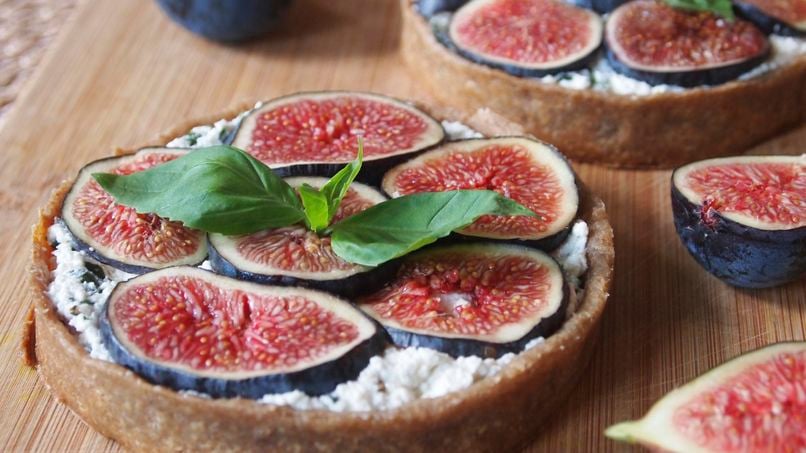 Fig Tartlets with Goat Cheese, Ricotta and Basil