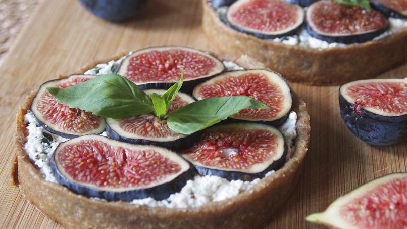 Fig Tartlets with Goat Cheese, Ricotta and Basil