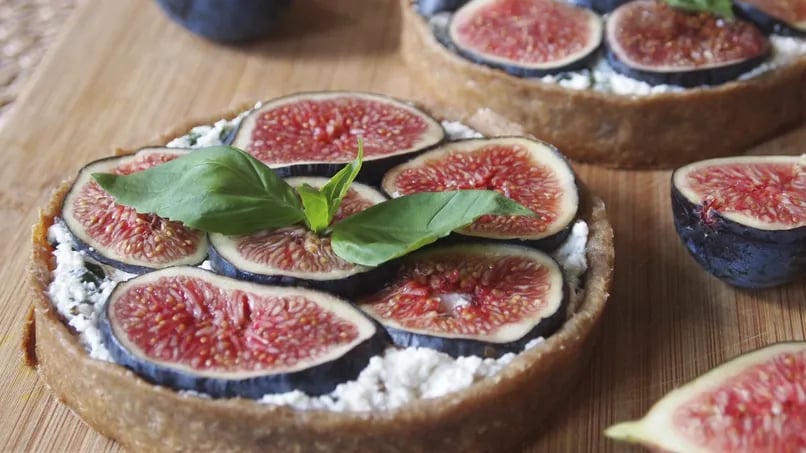 Fig Tartlets with Goat Cheese, Ricotta and Basil