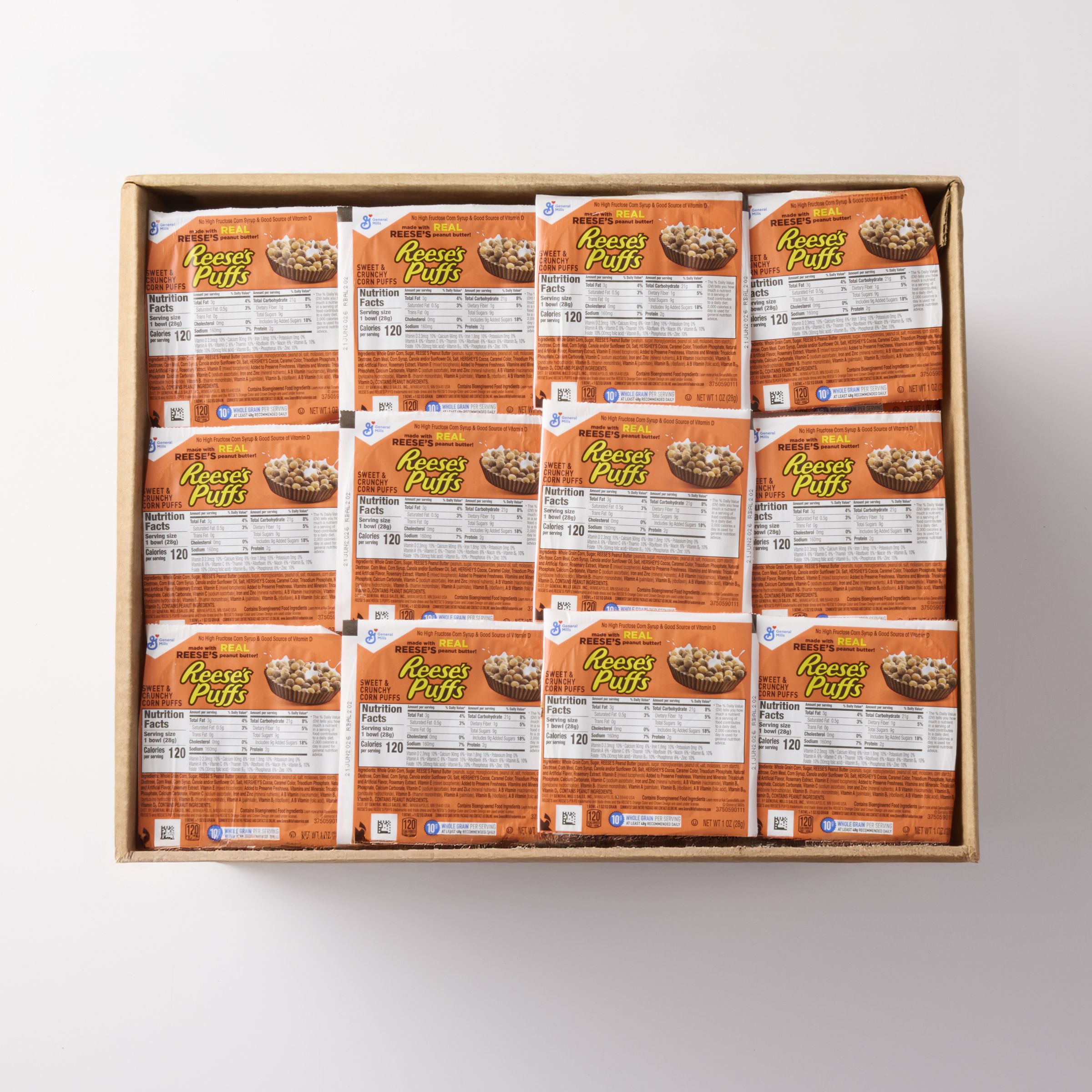  Open Case Reese's Puff's Cereal Single Serve Bowlpak 96/1 OZ