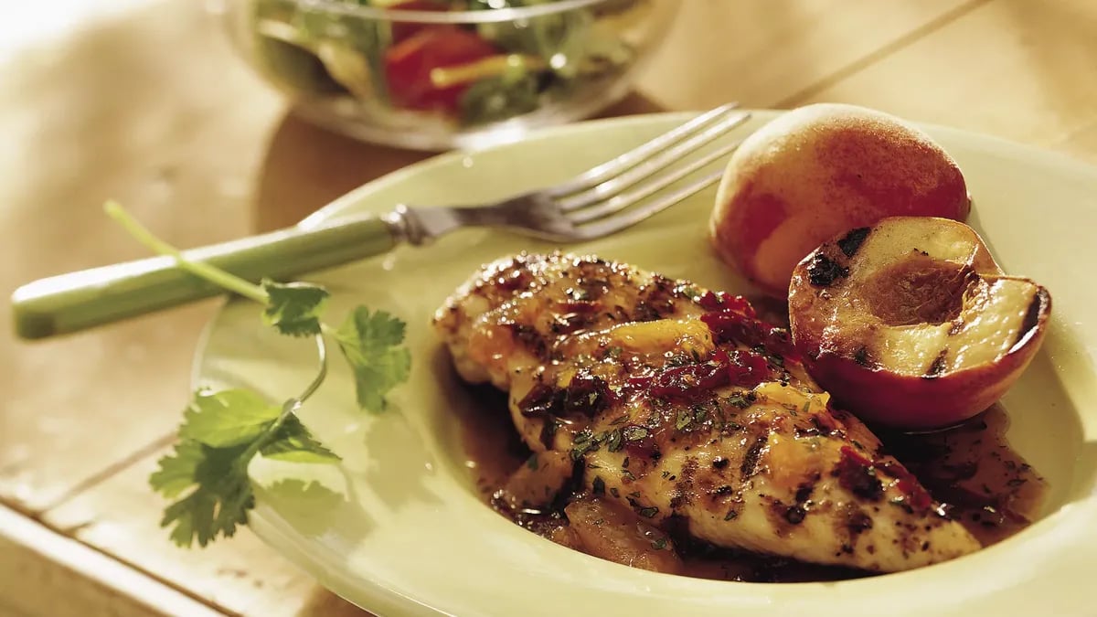 Grilled Chicken with Chipotle-Peach Glaze