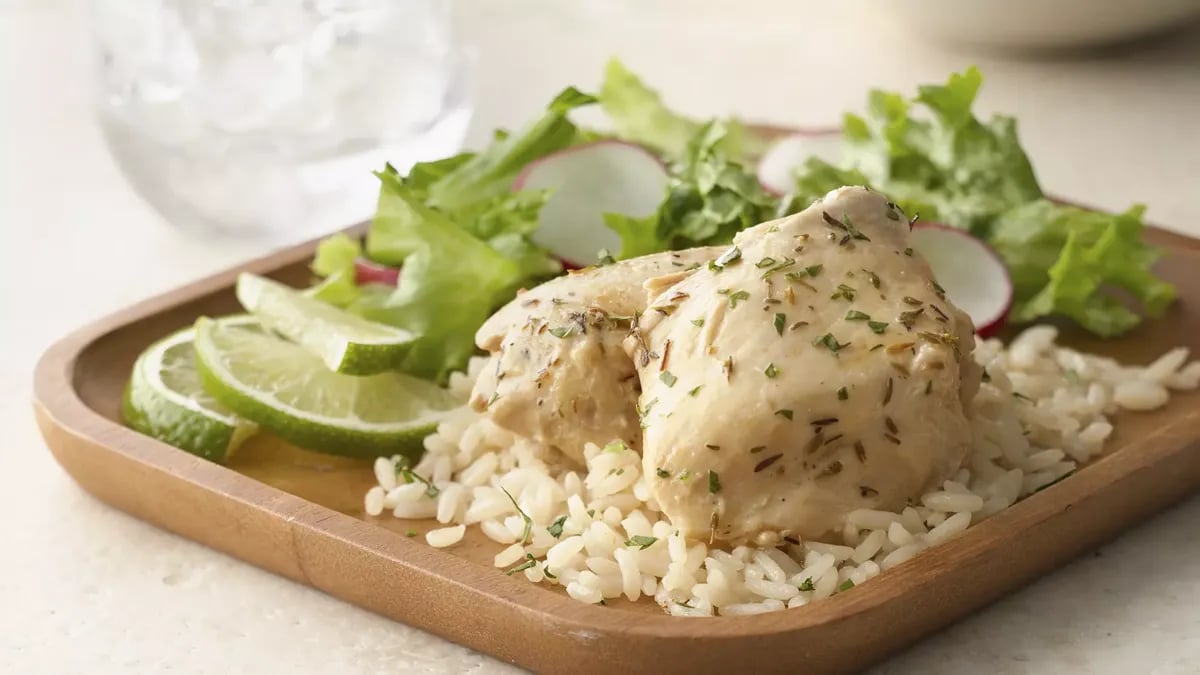 Slow-Cooker Lime Garlic Chicken with Rice