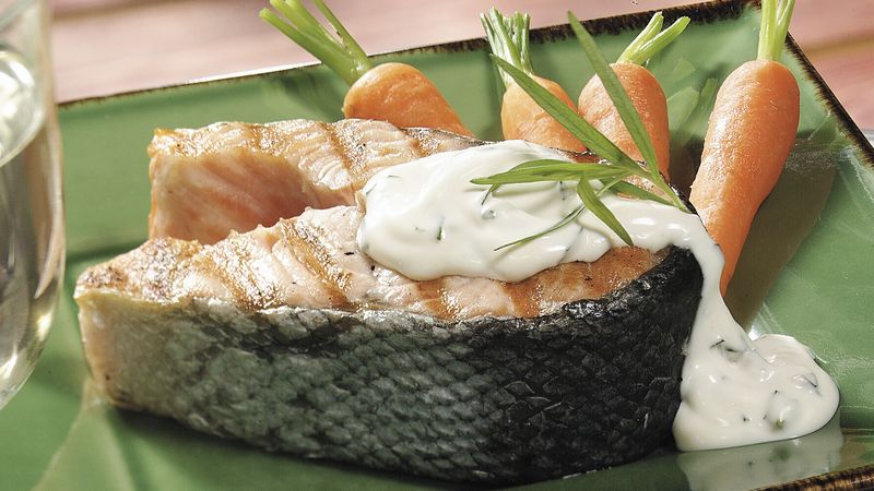 Salmon Steaks With Tarragon Sauce (Cooking for 2)