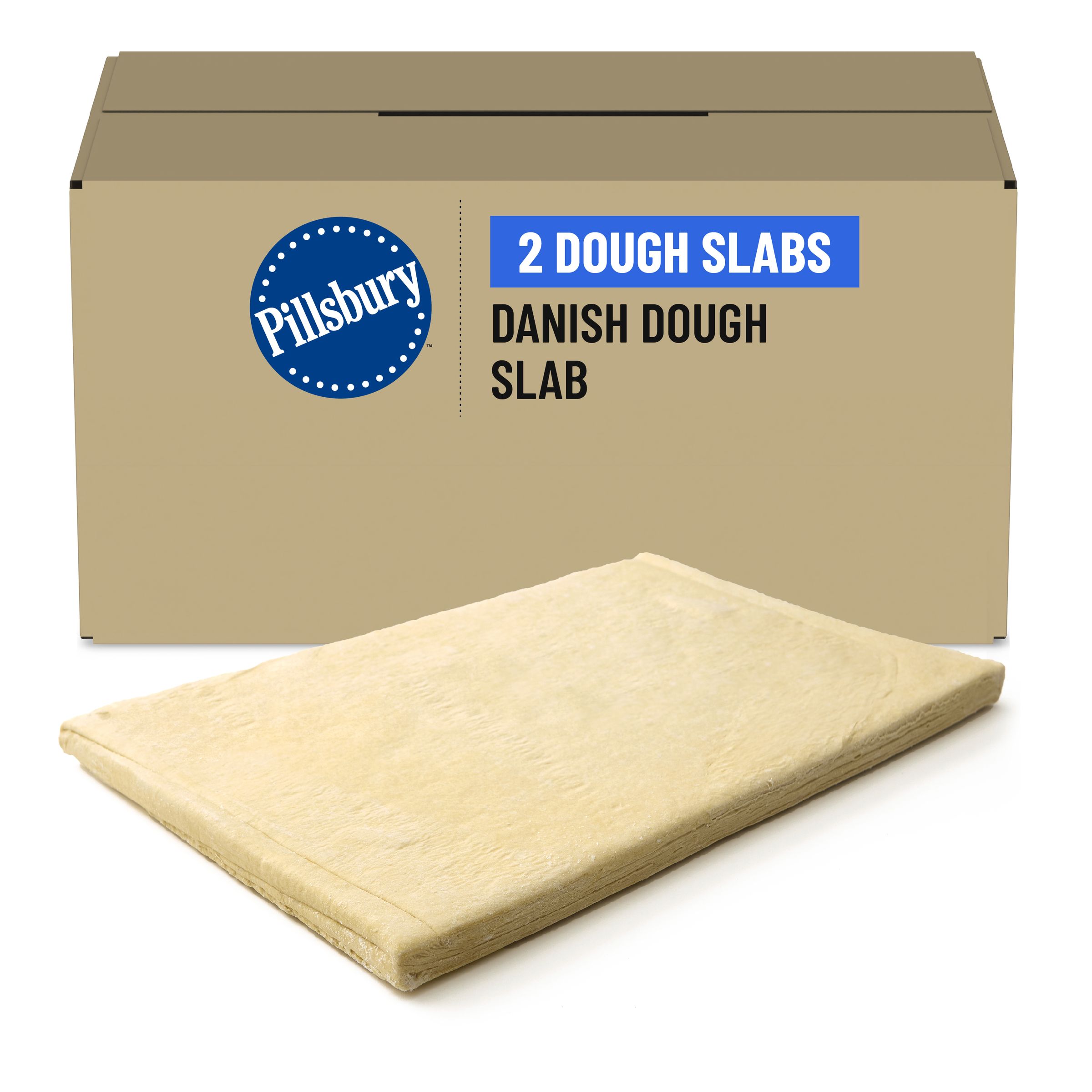  Case Optimized Hero Pillsbury Frozen Danish Dough Bulk Slab 2/15 LB