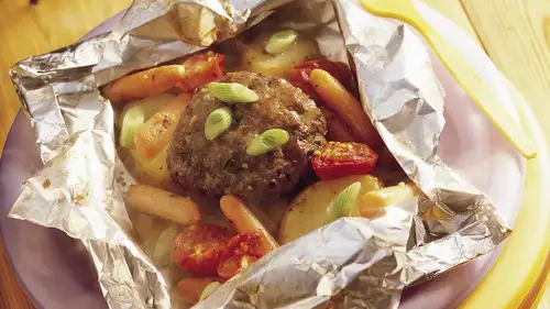 Grilled Cheddar Burgers and Veggies