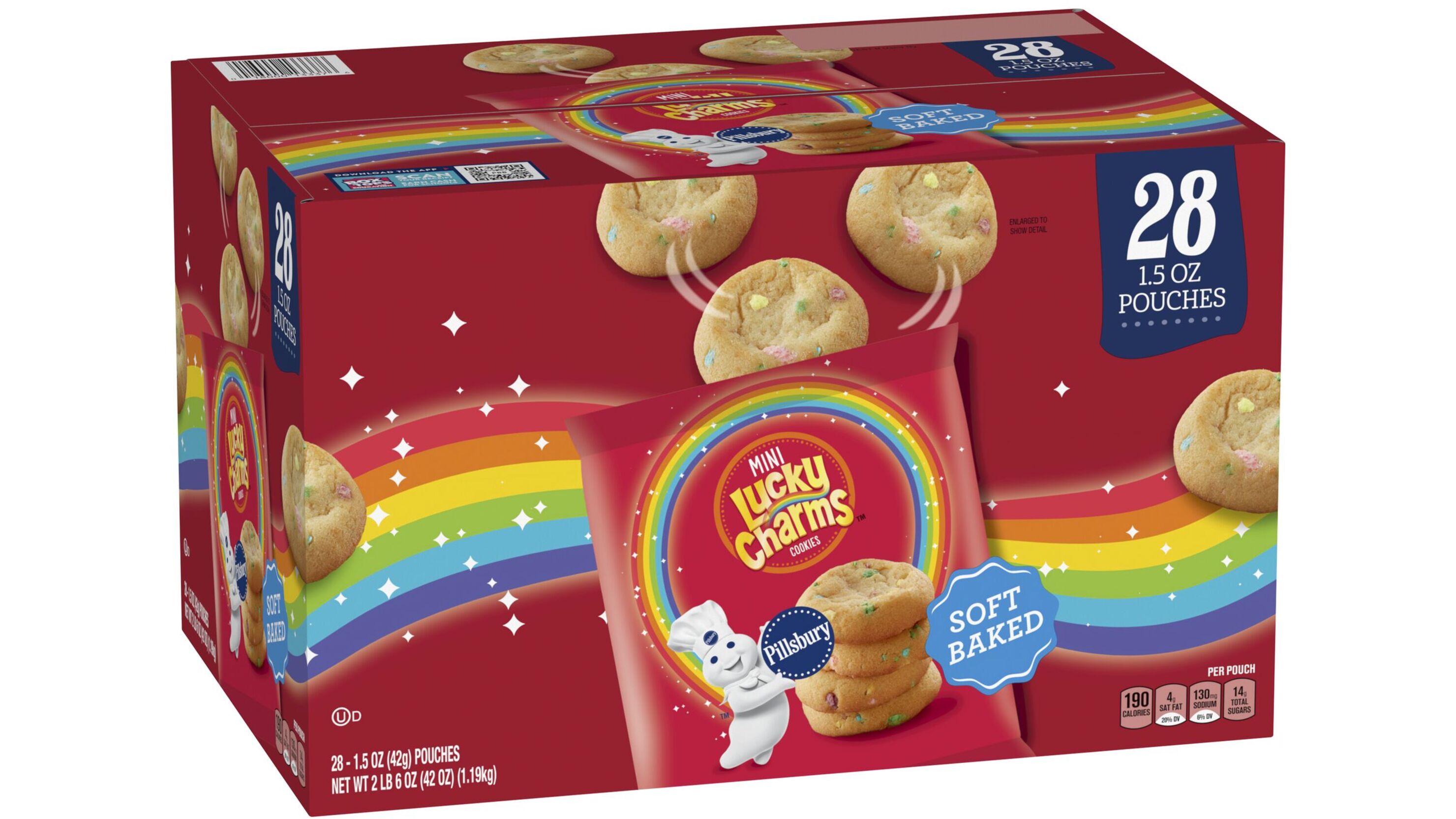 Pillsbury Lucky Charms Mini Soft Baked Cookies, Snack Bags, 28 Ct ...