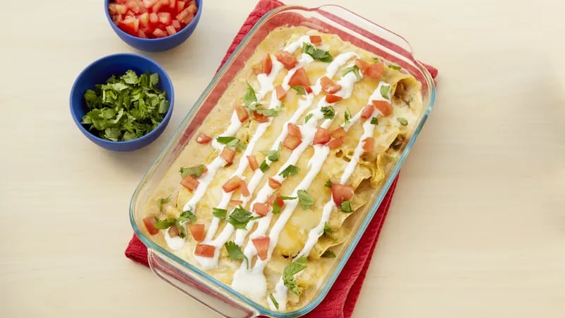 Green Chile Creamy Chicken Enchiladas