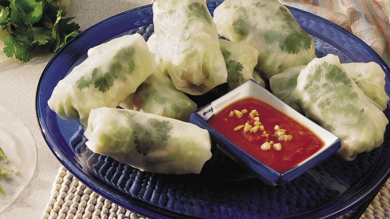 Veggie-Fish Spring Rolls with Dipping Sauce