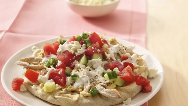 Open-Face Chicken Pitas