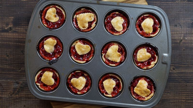 3-Ingredient Mini Heart Cherry Pies