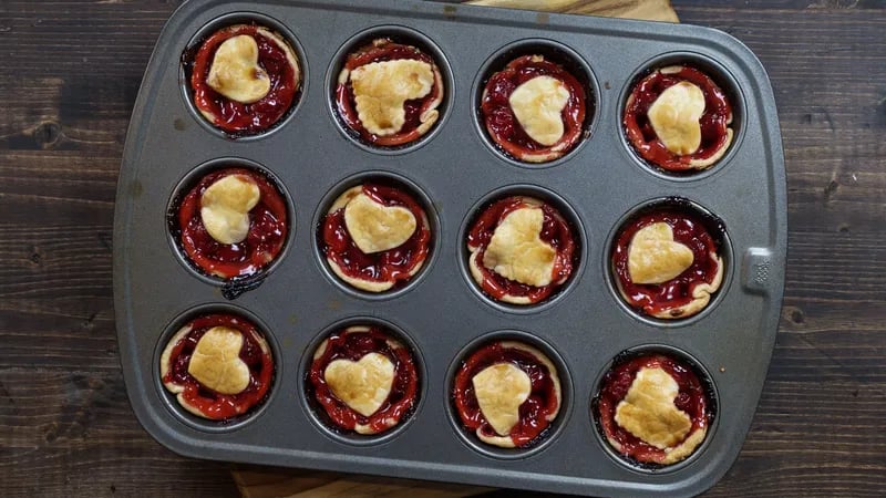 3-Ingredient Mini Heart Cherry Pies