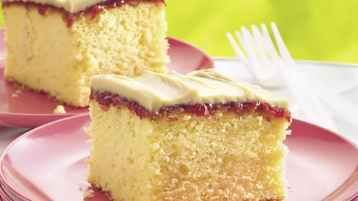 Strawberry-Filled Take-Along Cake with Brown Sugar Frosting