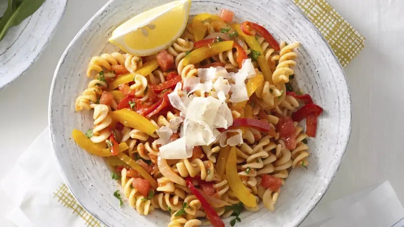 Peperonata and Yellow Pepper Pasta