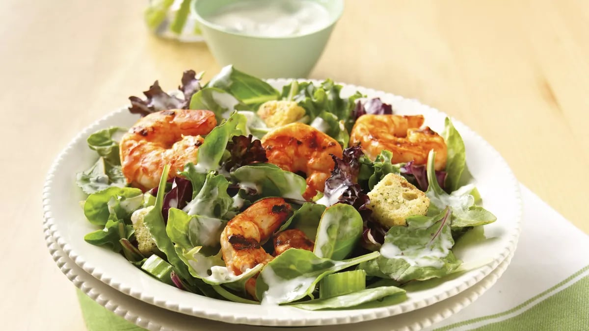 Grilled Buffalo Shrimp Salad