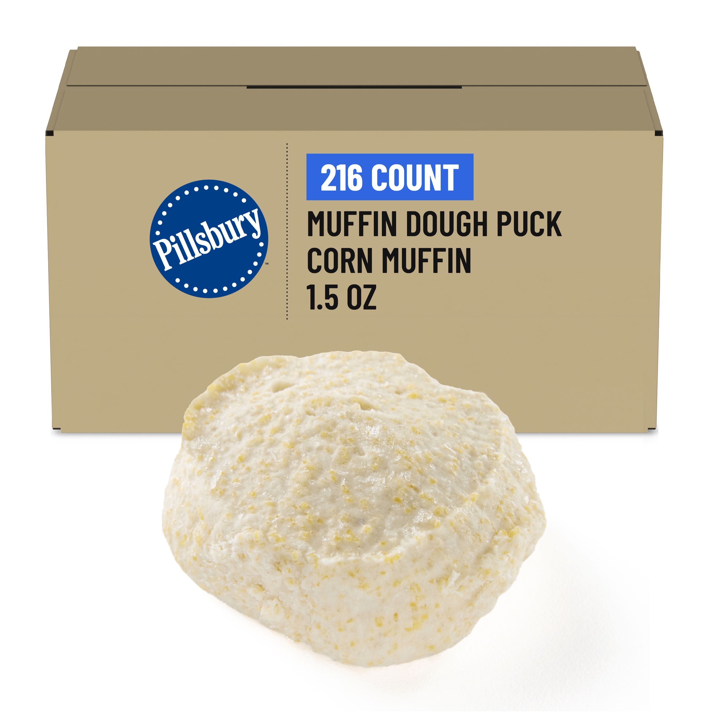 Case Optimized Hero Pillsbury Frozen Muffin Dough Puck Bulk Place & Bake Corn Muffin 216/1.5 OZ