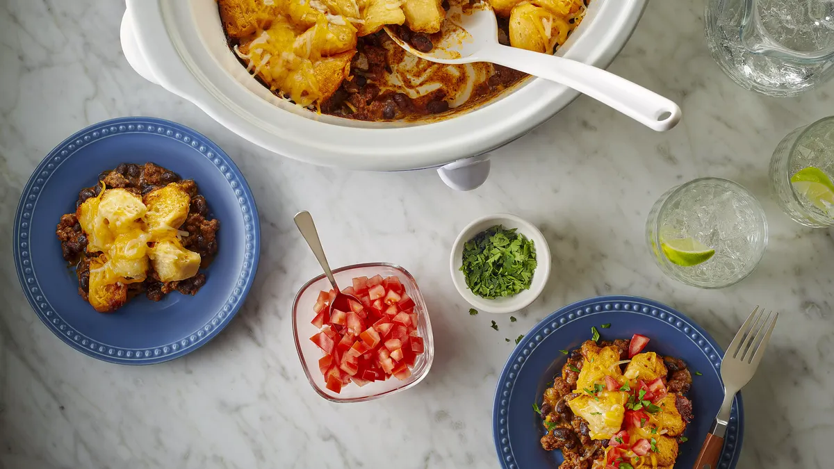 Slow-Cooker Beefy Taco Biscuit Casserole