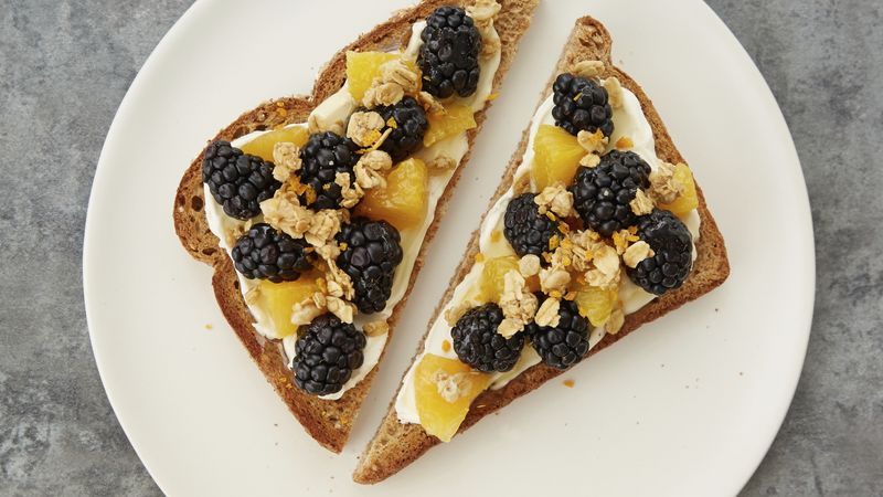 Orange-Blackberry Mascarpone Granola Toast