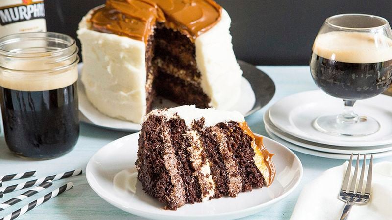 Chocolate Stout Cake with Caramel Marshmallow Cream Frosting