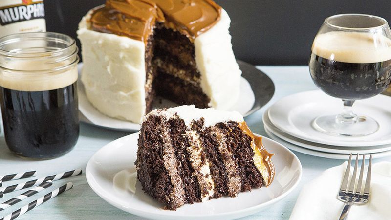 Chocolate Stout Cake with Caramel Marshmallow Cream Frosting
