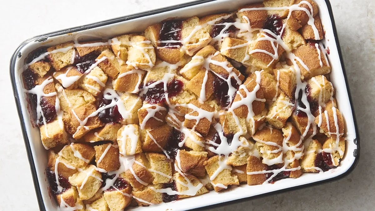 Jelly Donut Bread Pudding