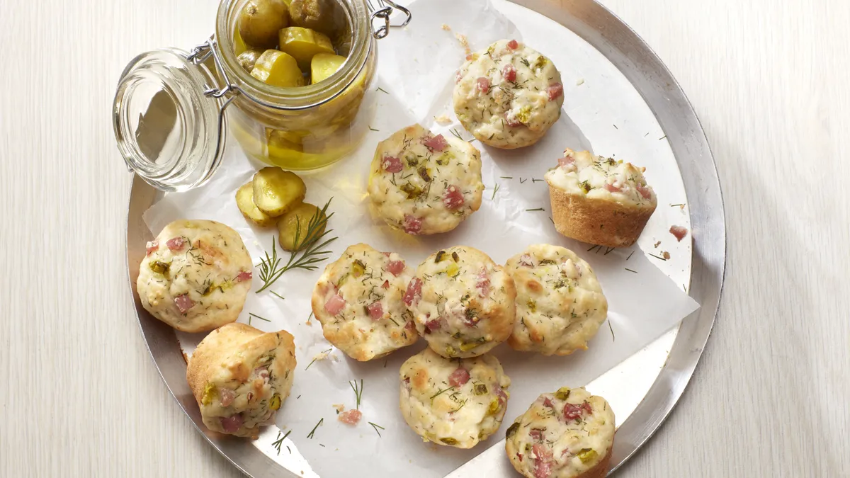 Mini Dill Pickle and Ham Savory Muffins 