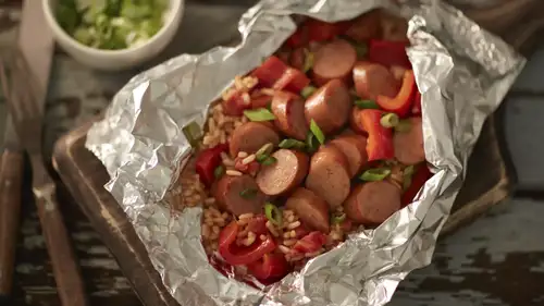 Cajun Sausage and Peppers Foil Packs