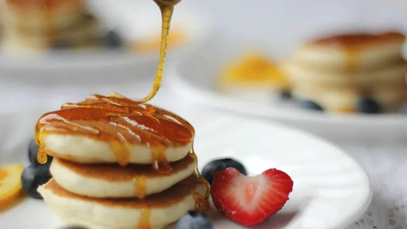 Mini Pancakes with Honey Citrus Syrup