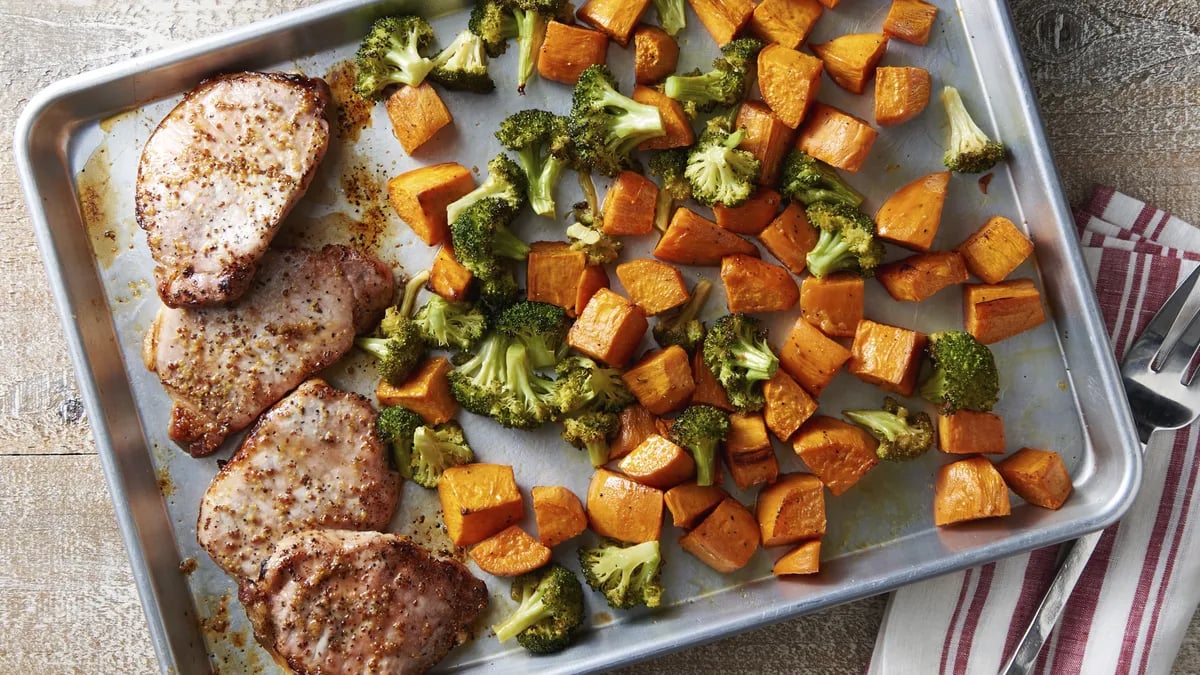 Sheet-Pan Honey-Balsamic Pork Chop Dinner