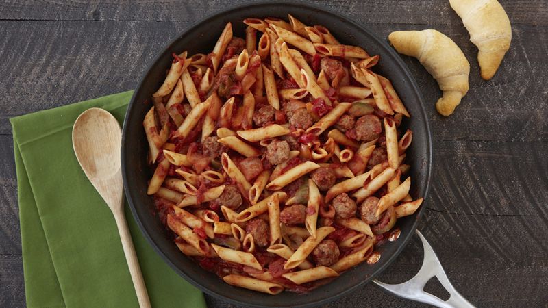 Sausage, Onion, Peppers and Pasta Skillet