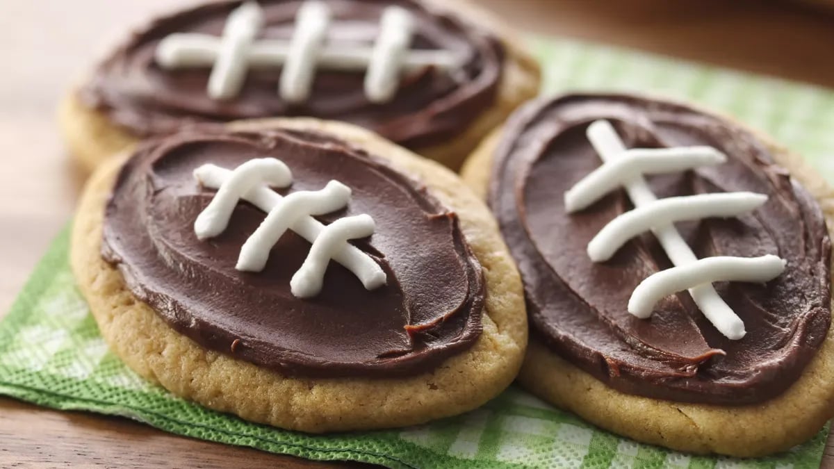 Frosted Peanut Butter Football Cookies