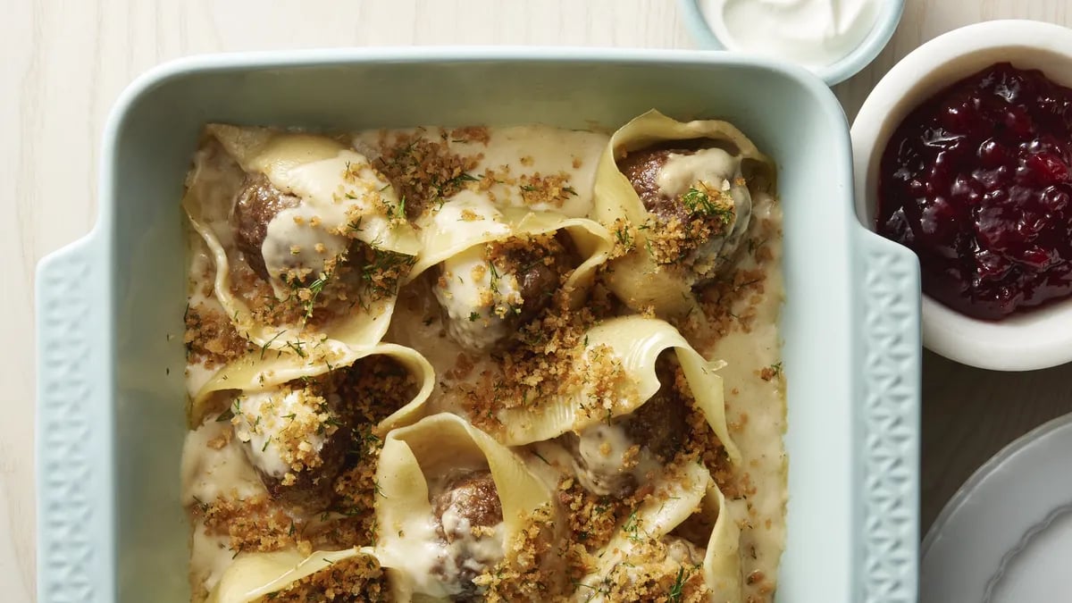 Swedish Meatball Stuffed Shells (Cooking for 2)