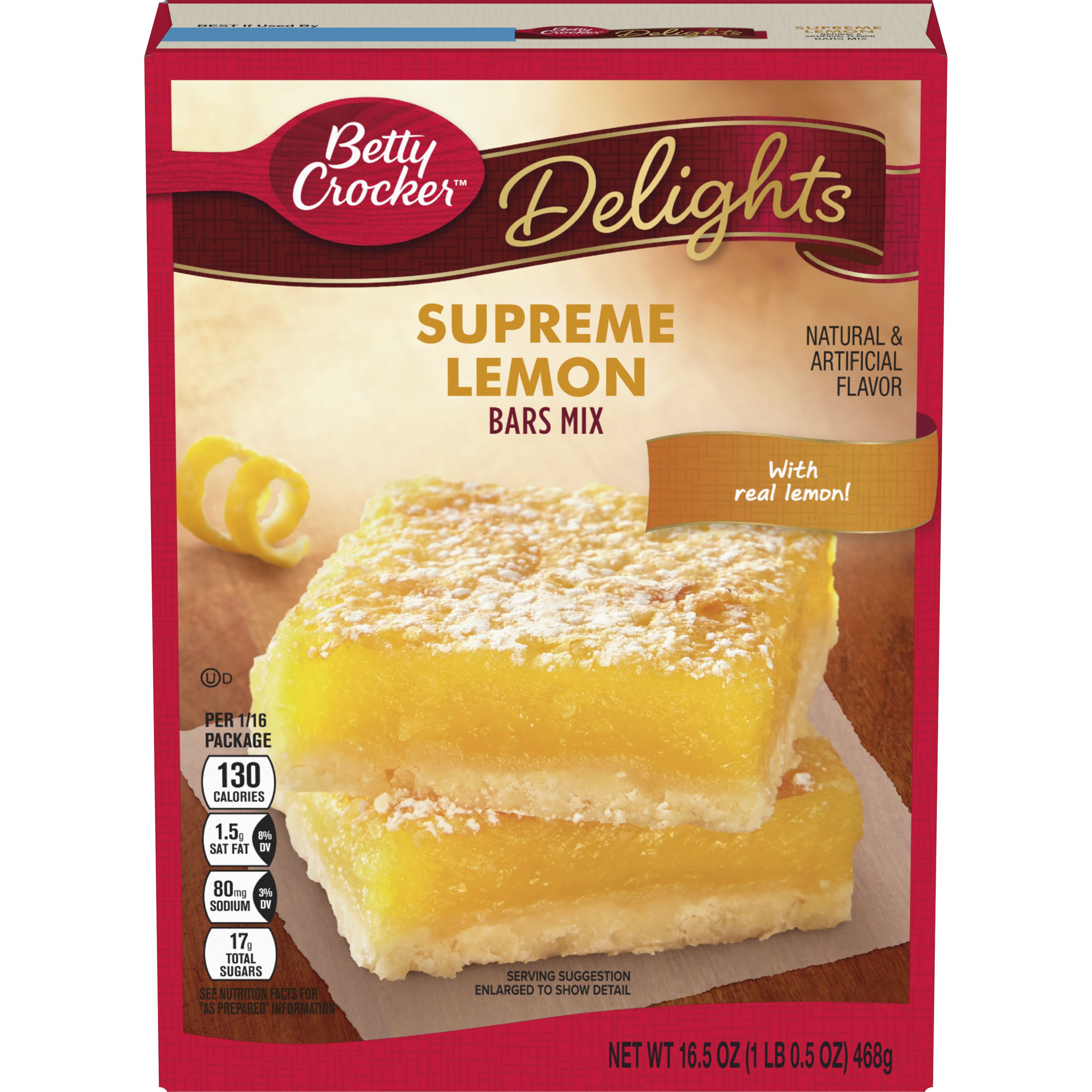 Betty Crocker Delights Supreme Lemon Bars Mix, 16.5 oz. - Front