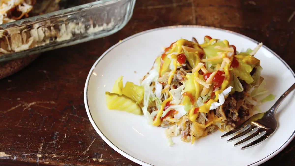 Bacon Cheeseburger Nacho Bake