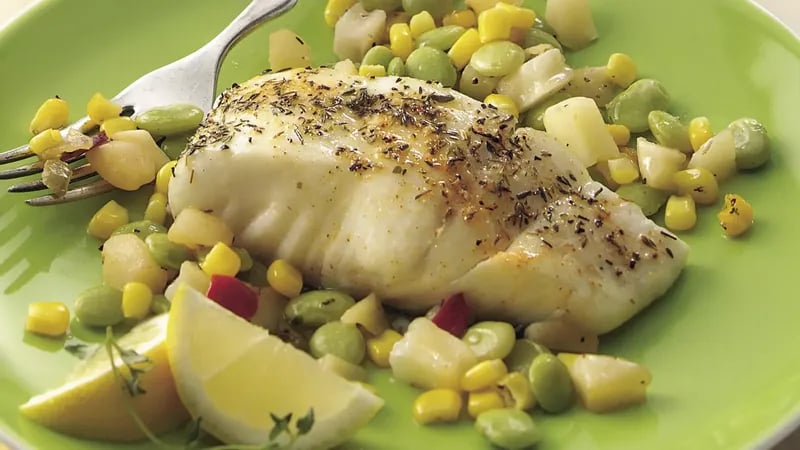 Halibut with Potato Succotash