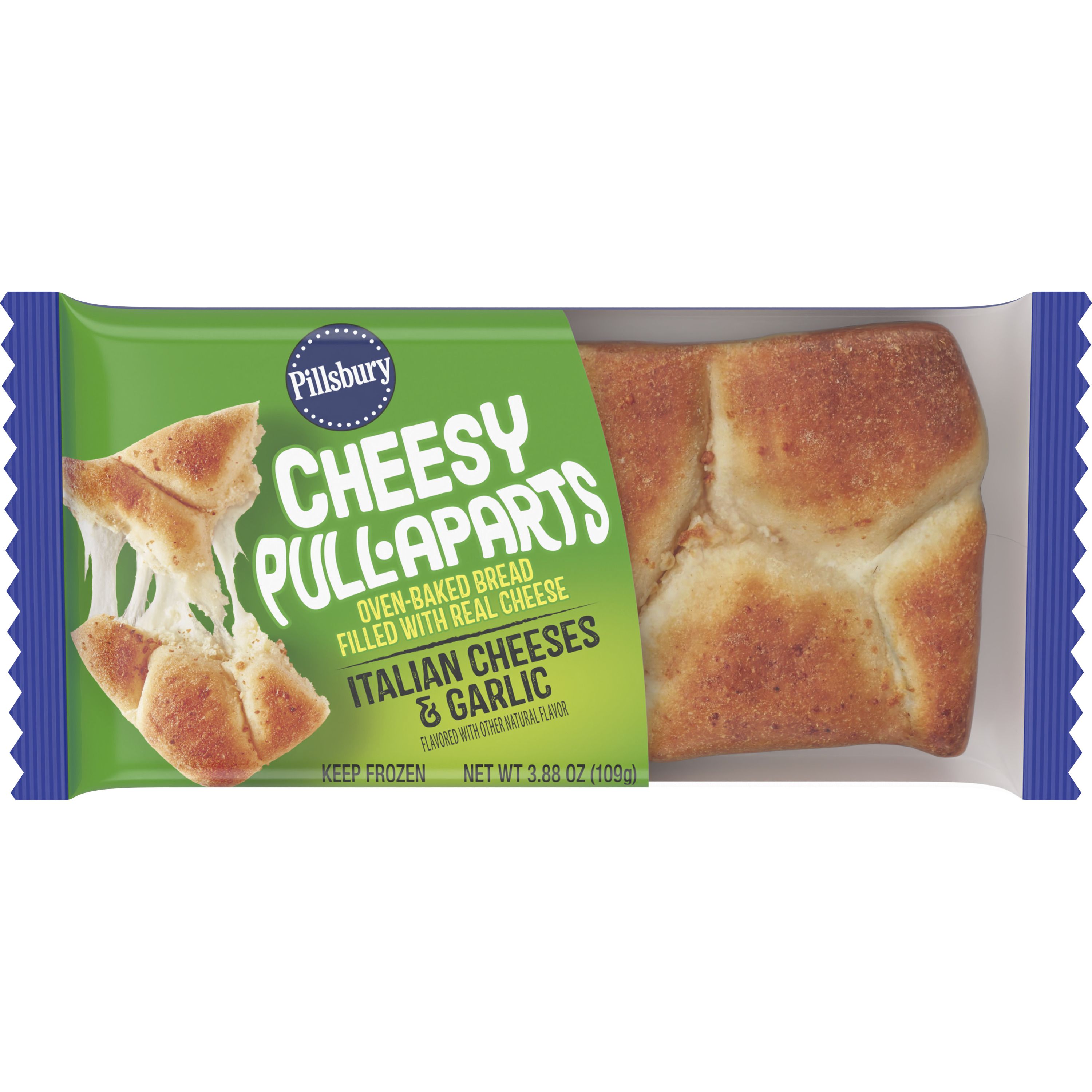 Front - 3D Pillsbury Frozen Meals Cheesy Pull-Aparts Single Serve Pouch Italian Cheeses & Garlic 72/3.88 OZ