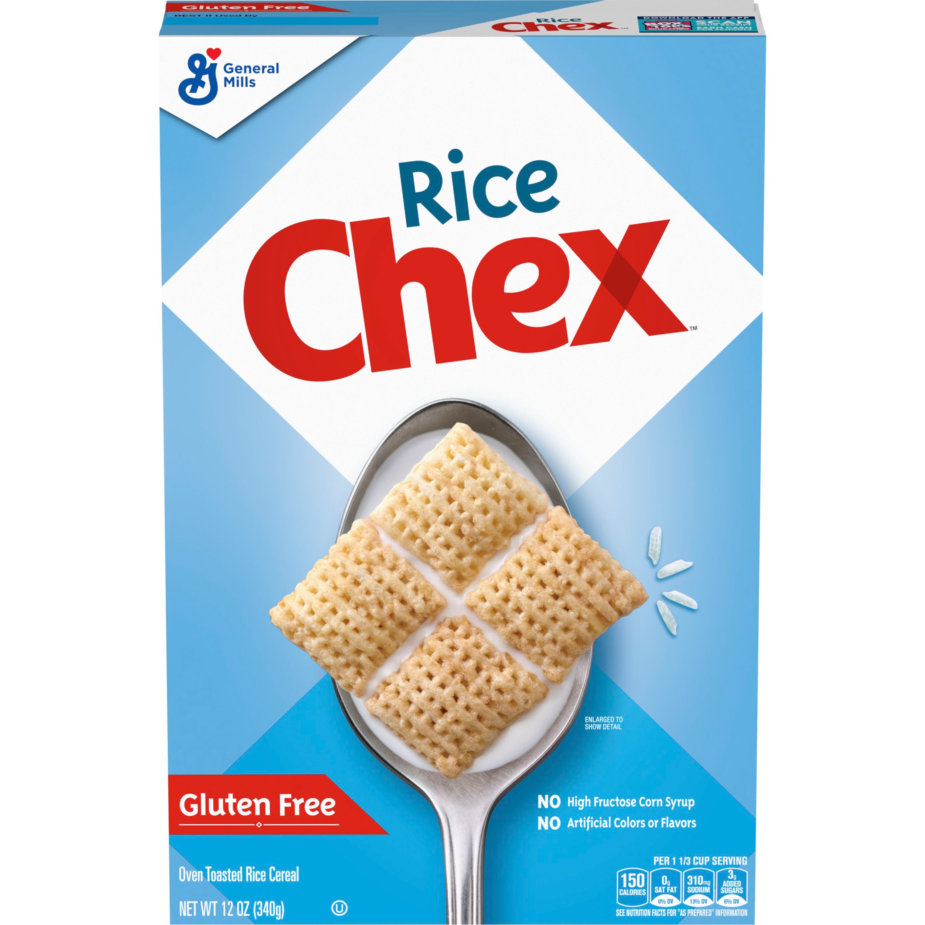 Front - 3D Rice Chex Gluten Free Breakfast Cereal, Homemade Chex Mix Ingredient, 12 oz