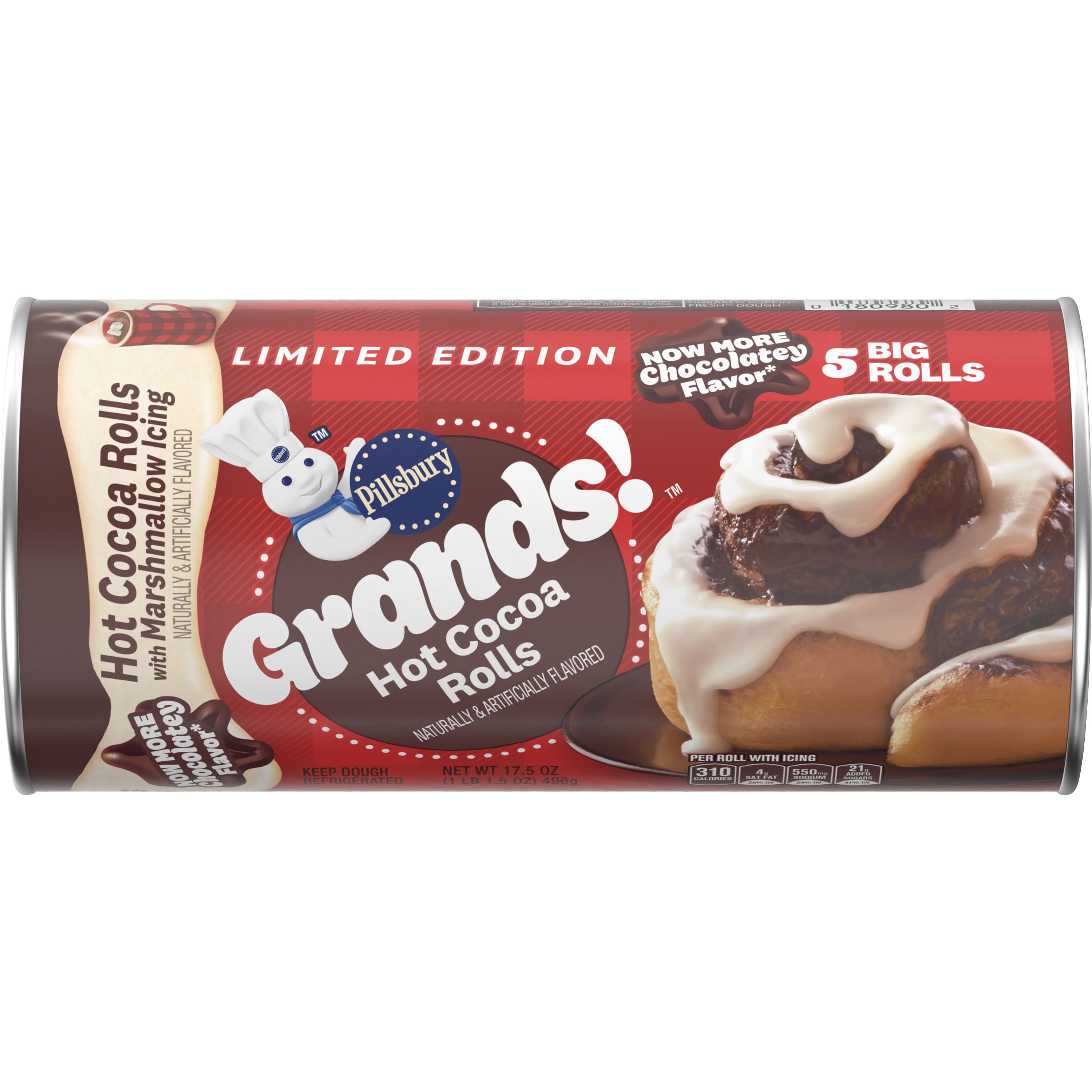 Limited Edition Pillsbury Grands! Hot Cocoa Rolls with Marshmallow Icing - Front