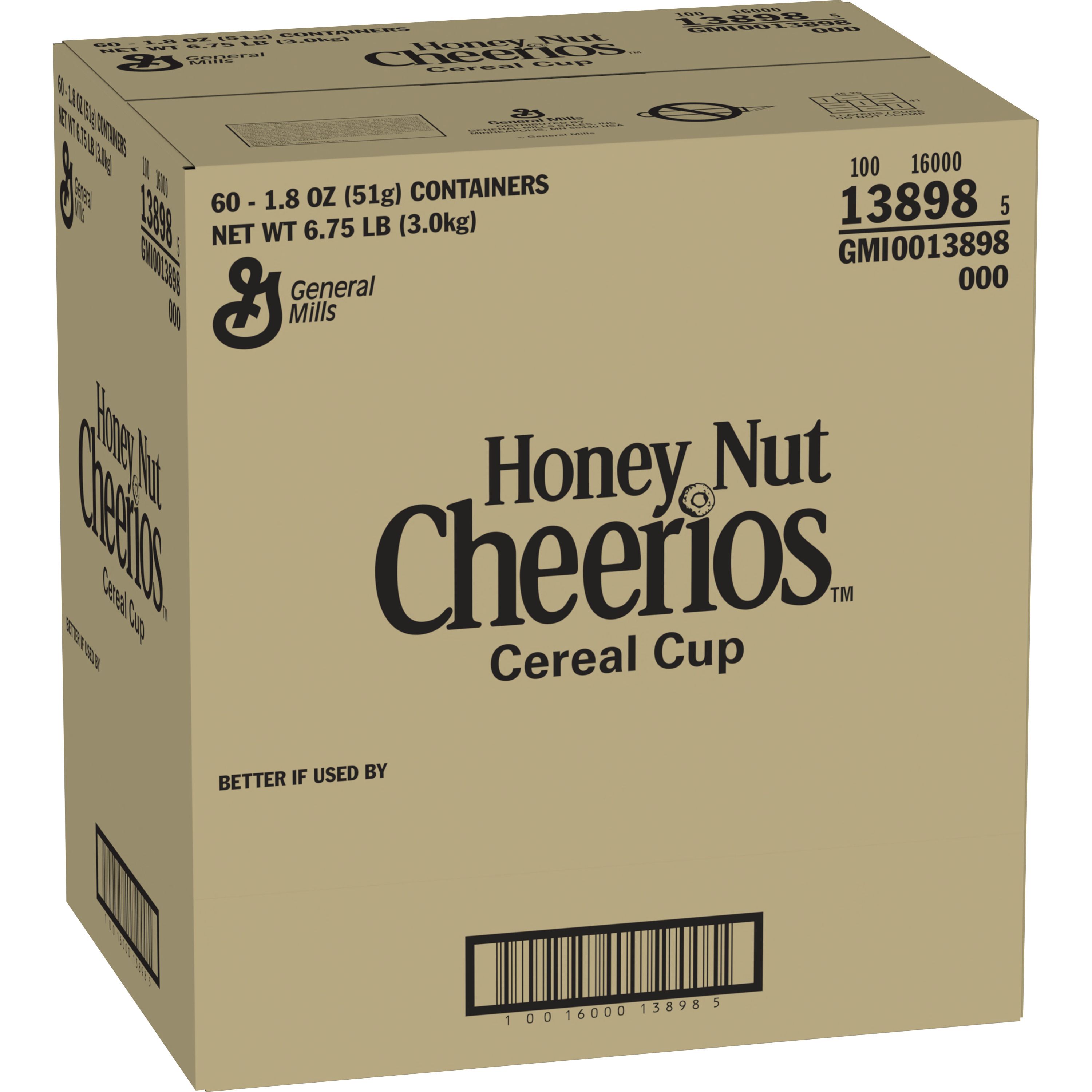 Case - Left Front 3D Honey Nut Cheerios(TM) Cereal Single Serve Cup (6 ct) 1.8 oz