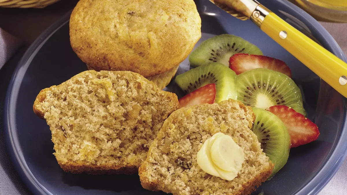 Cheddar-Walnut-Banana Muffins