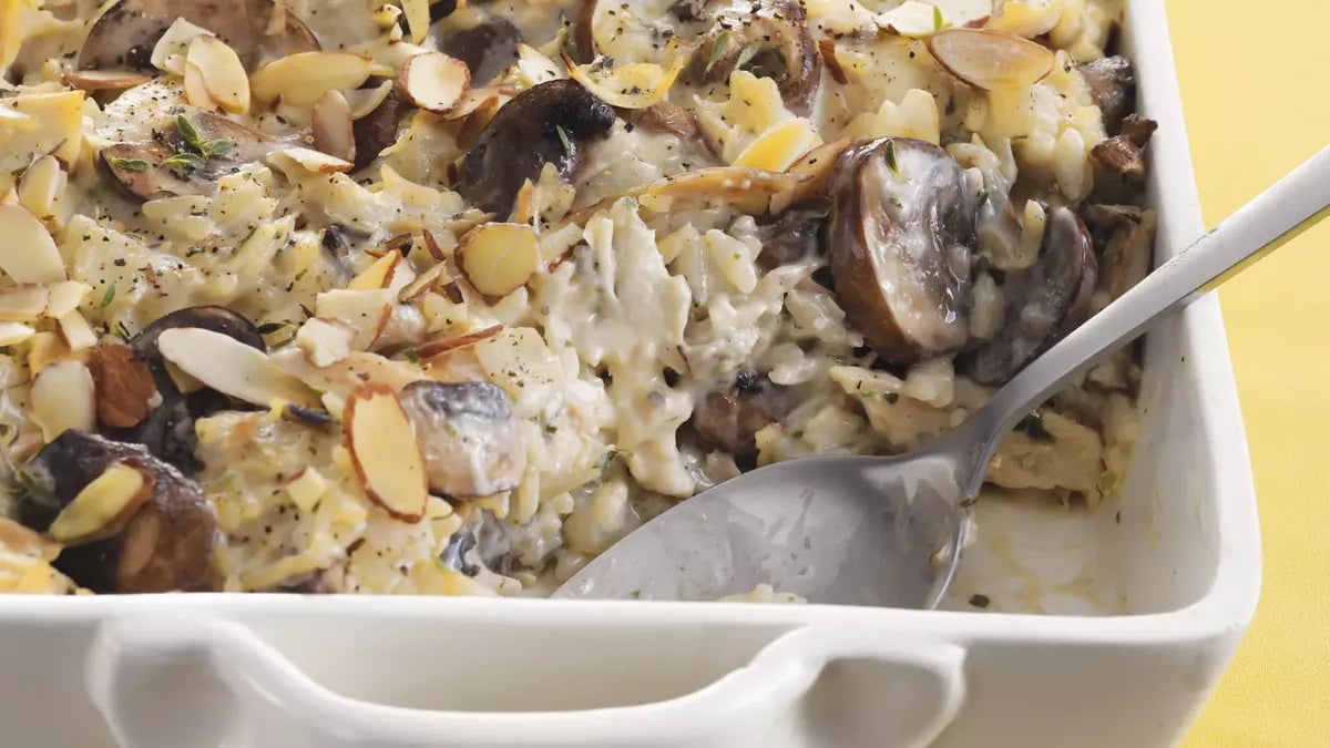 Chicken, Mushroom and Wild Rice Bake