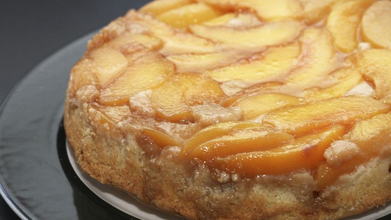 Peach Upside-Down Cake on the Grill