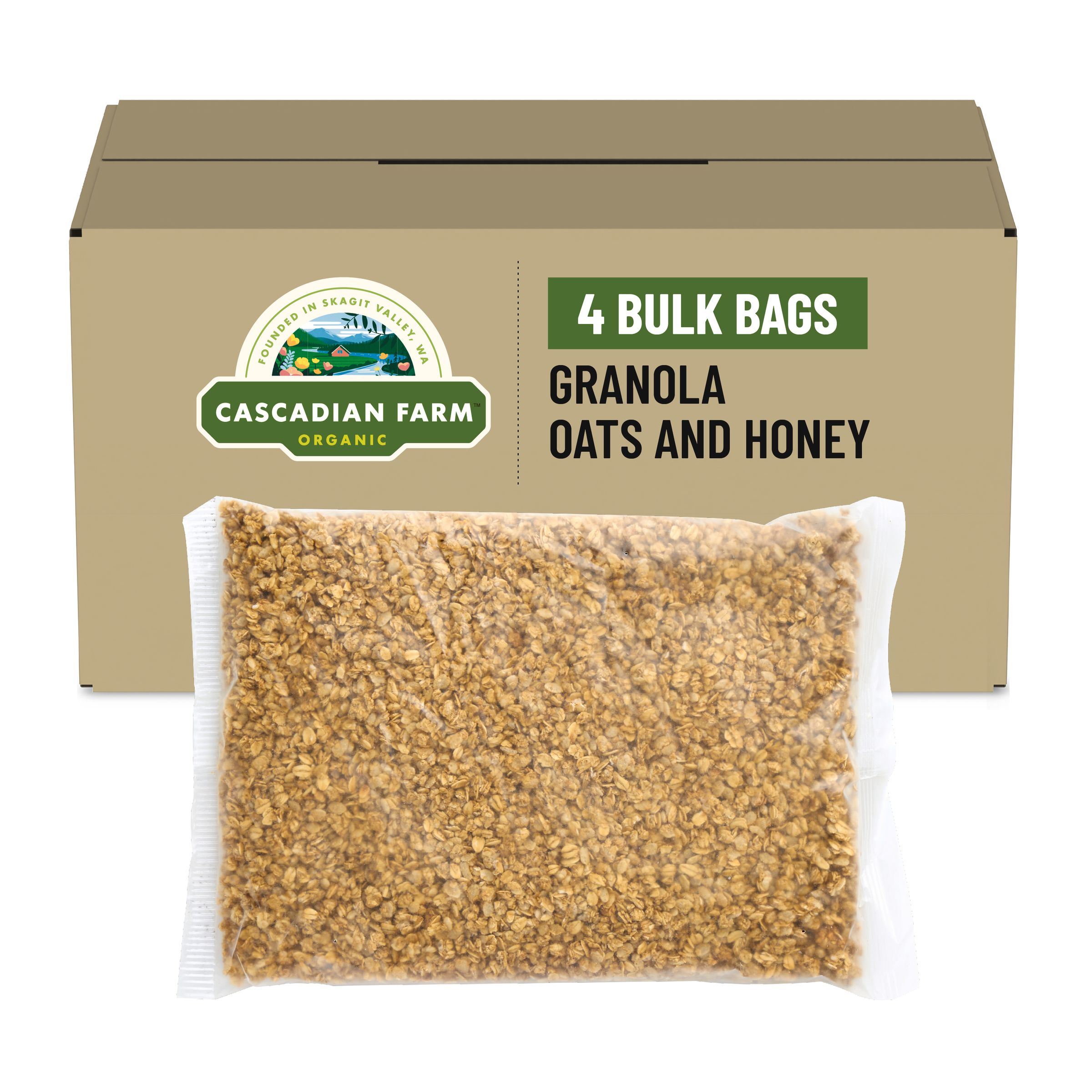  Case Optimized Hero Cascadian Farm Organic Cereal Bulk Bag Oats & Honey 4/44 OZ